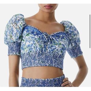 NWT Alice + Olivia Smocked Crop Top Size L
